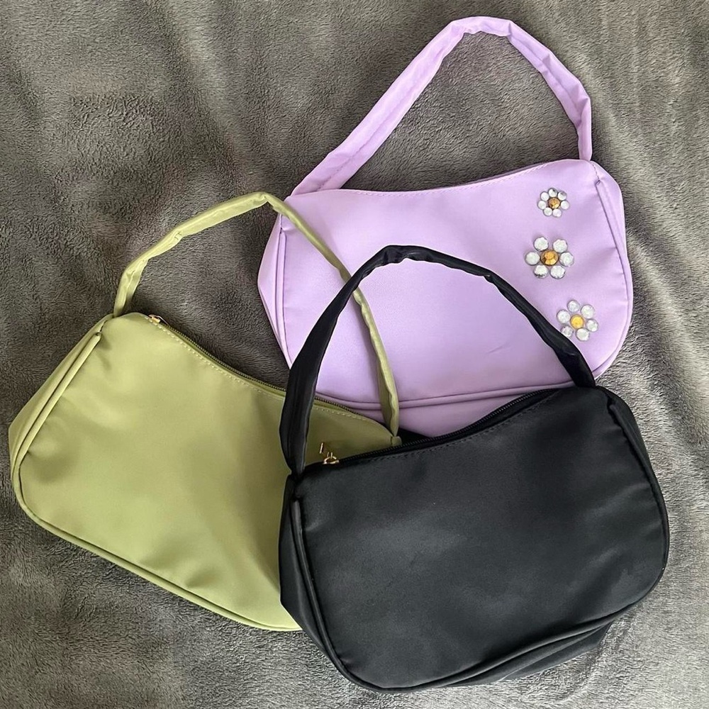 Stylish Women's Handbag Set - Black, Green, Purple